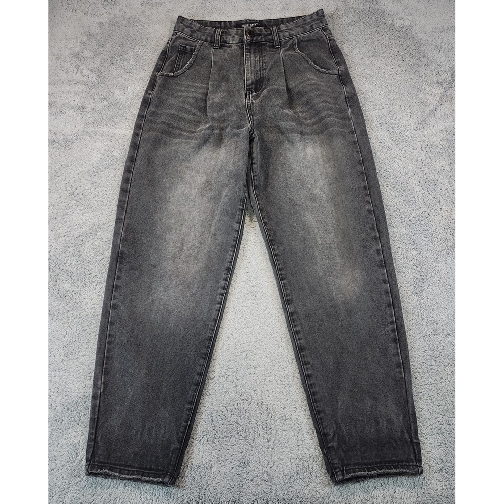 Barrel High Rise Jeans Womens Size 27 Black Curved Leg Loose Baggy Blue Savvy